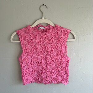 Zara Pink Textured Crop Top